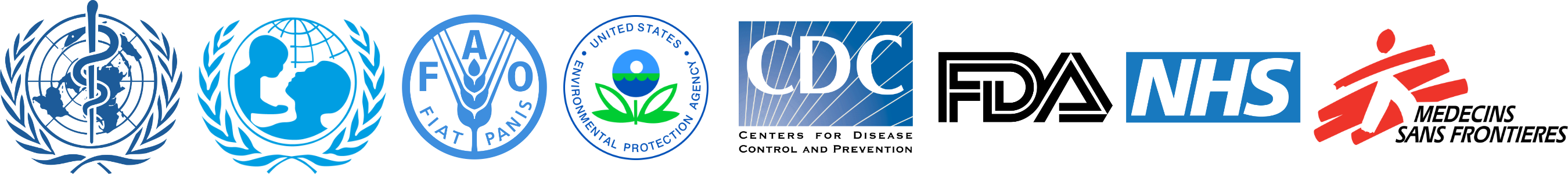 WHO UNICEF FAO EPA CDC FDA NHS MSF recognitions